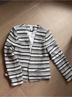 Halogen Striped Black & White Tweed Blazer